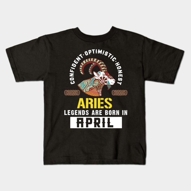 Zodiac Aries: Born In April Kids T-Shirt by POD Anytime